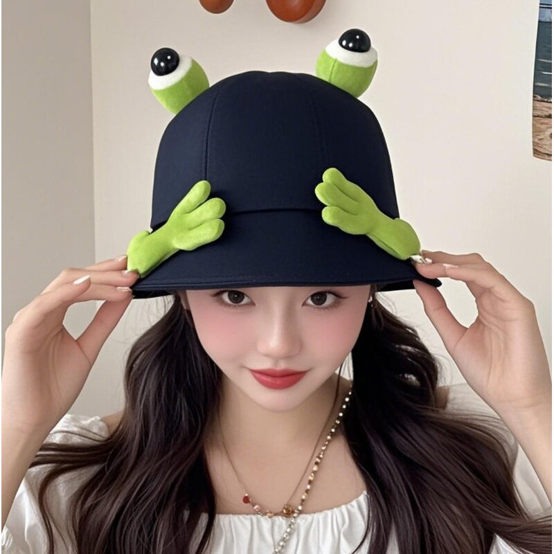 Panama Hat Manufacturer - OEM 2026 Summer Cotton Big Eyes Frog Bucket