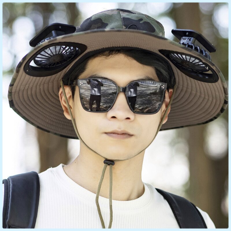 Solar Bucket Hat Manufacturer - OEM Custom Logo UPF50+ Dual Power Charging