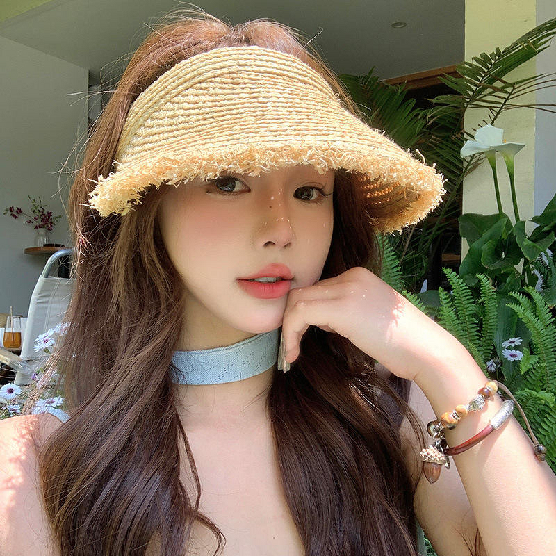 Raffia Straw Hat Supplier - OEM 2025 New Custom Striped Flat Top Sun