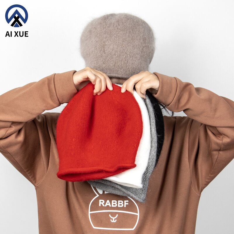 Rabbit Fur Beanie Supplier - OEM 100% Warm Soft Knitted Lantern Hat