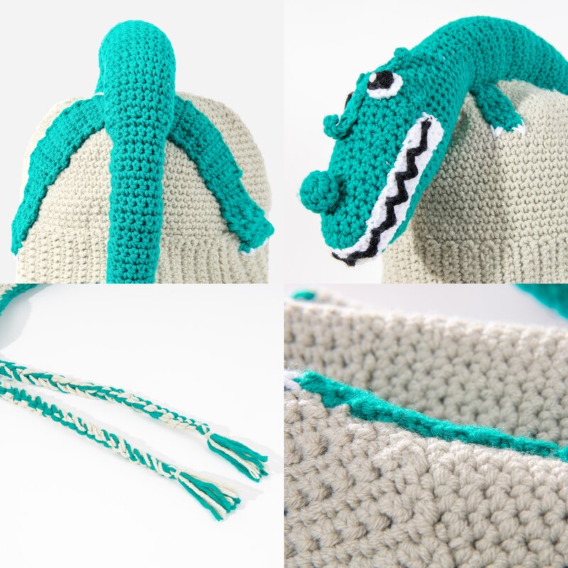 Knitted Hat Supplier - OEM Premium Milk Cotton Dinosaur Braid Hat