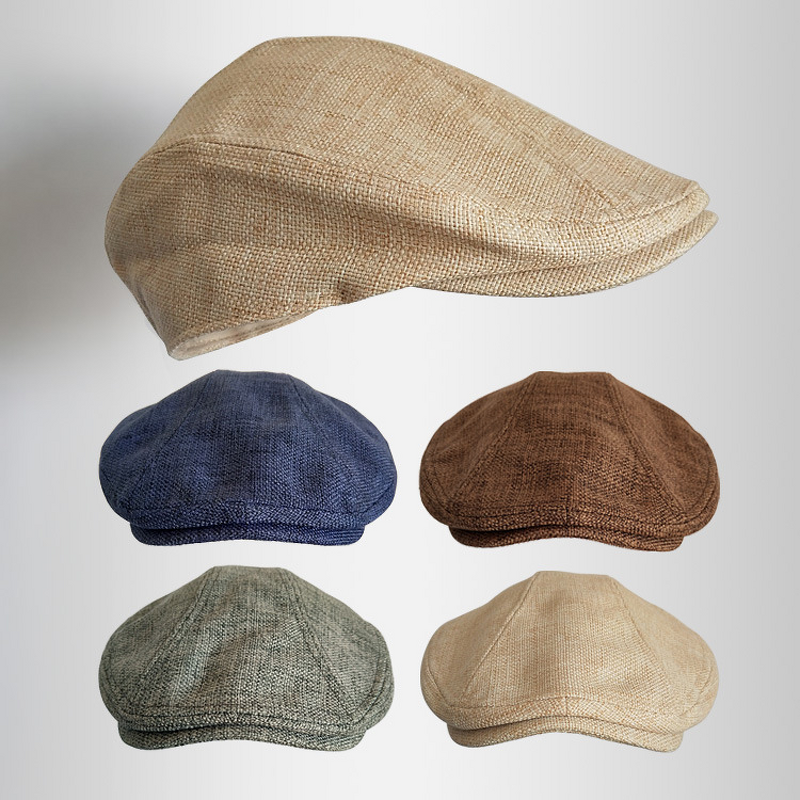 Linen Flat Cap Factory - OEM Premium Vintage Newsboy Breathable Sun Hat