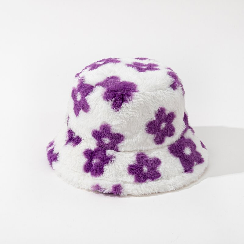 Winter Bucket Hat Supplier - OEM 2026 New Floral Velour Faux Fur Plush