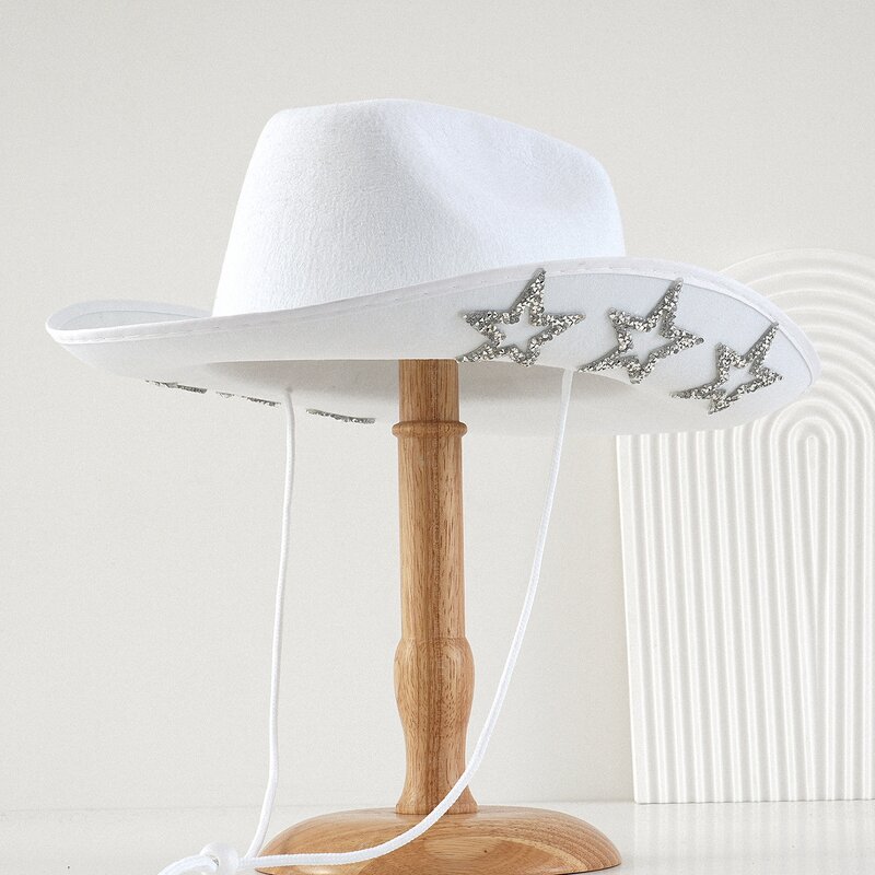 Sequin Cowboy Hat Supplier - OEM Y2K Polyester Studded Rhinestone Black