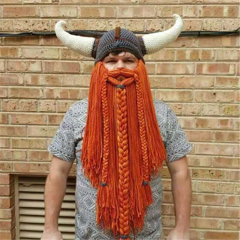 Viking Horn Hat Supplier - OEM Knitted Beard Long Braided Funny Cosplay