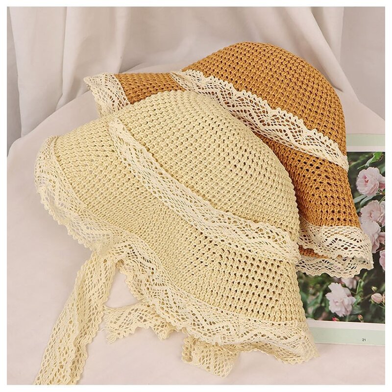Raffia Straw Hat Factory - OEM Custom Korean Large Brim Floppy Ribbon Bow