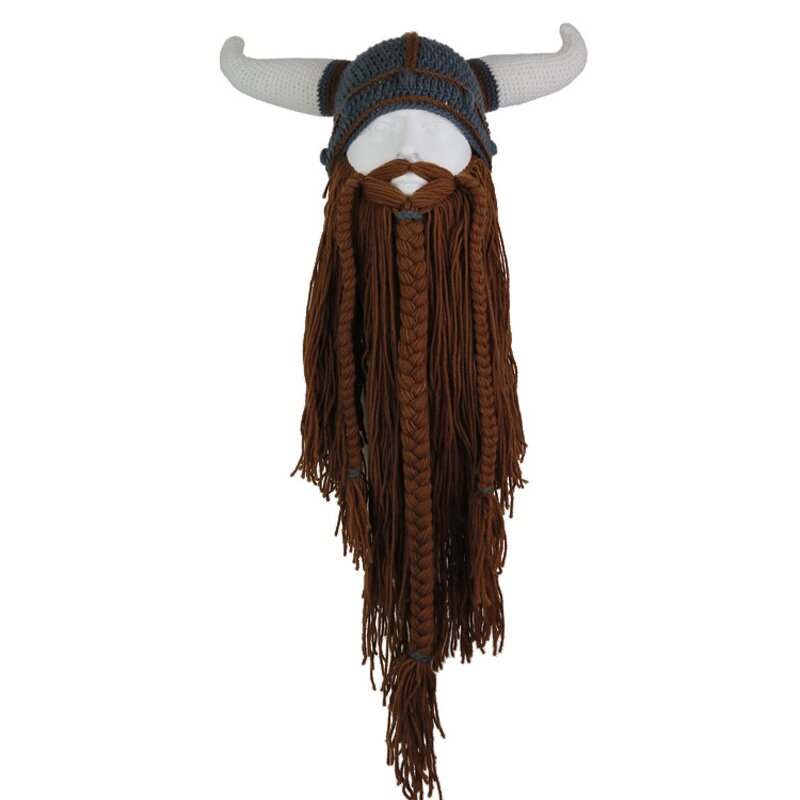 Viking Horn Hat Supplier - OEM Knitted Beard Long Braided Funny Cosplay