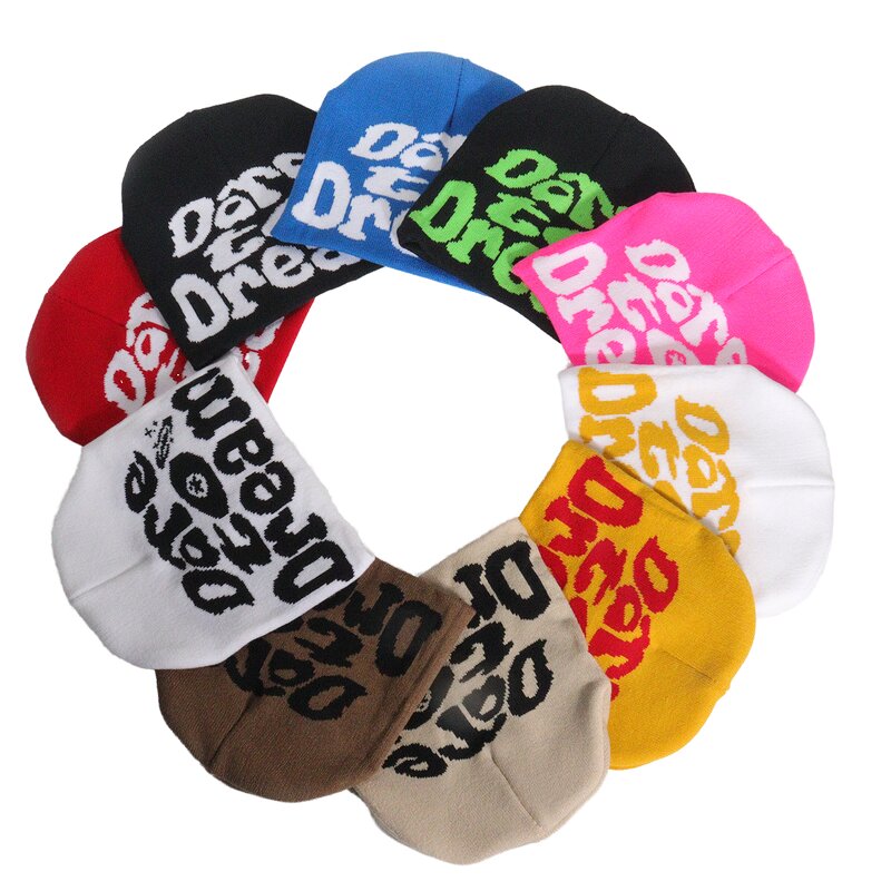 Beanie Hat Supplier - OEM Y2K Jacquard Puff Print Striped 100% Acrylic