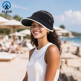 Glitter Visor Cap Supplier - OEM Fashionable Women's Wide Brim Metal Letter