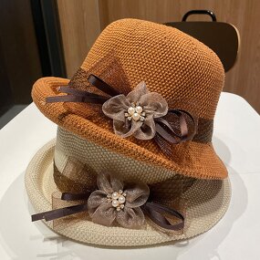 Summer Hat Supplier - OEM Unisex Rolled Bowler Striped Design Sun Protection