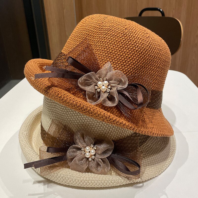 Summer Hat Supplier - OEM Unisex Rolled Bowler Striped Design Sun Protection