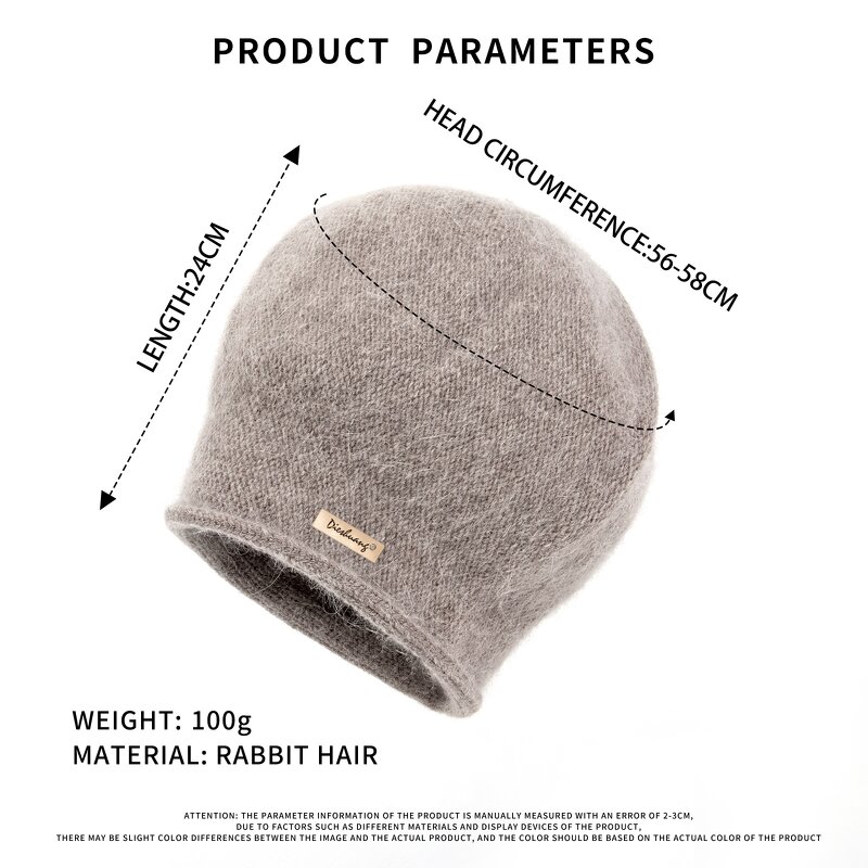 Rabbit Fur Beanie Factory - OEM Women's Soft Knitted Lantern Hat