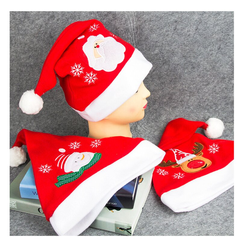 Santa Hat Supplier - OEM 2026 Nice Plush Red Holiday Double Liner