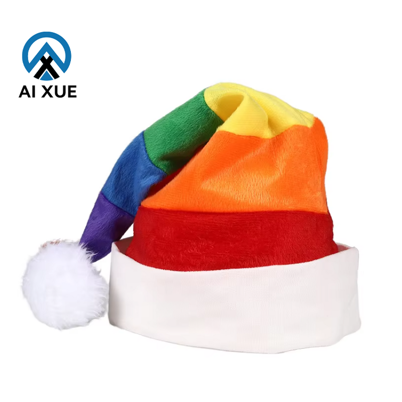 Christmas Cap Manufacturer - OEM Custom Unisex Velvet Pride Month Rainbow
