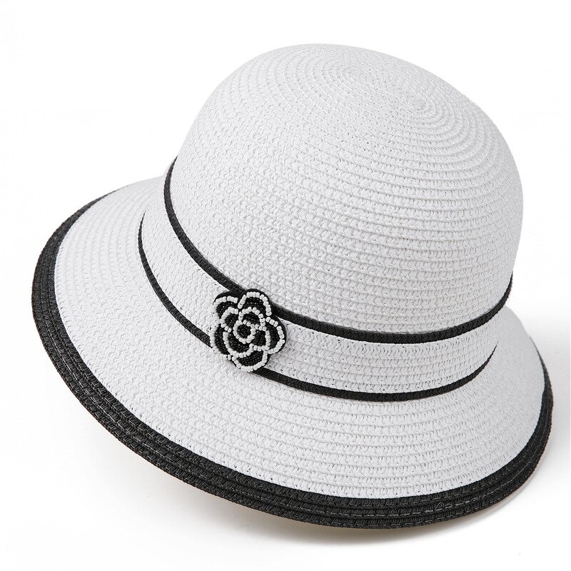 Panama Hat Manufacturer - OEM Women's 2025 Elegant Japanese Striped Camellia