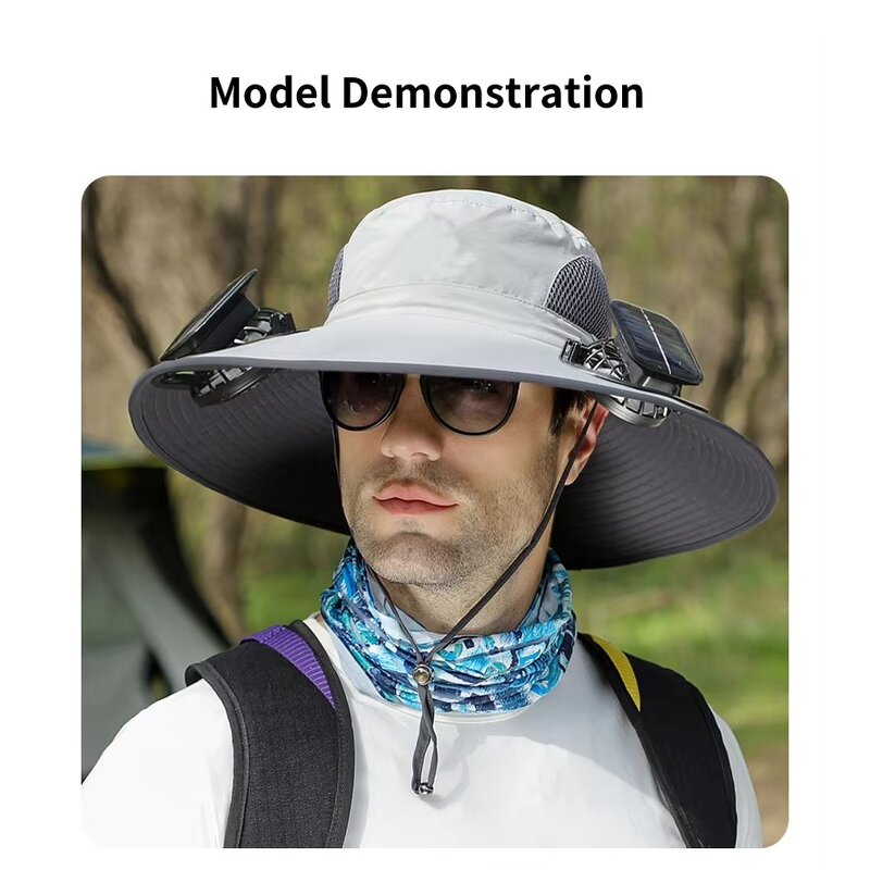 Solar Bucket Hat Supplier - OEM Men's Wide Brim Outdoor Power USB Charging