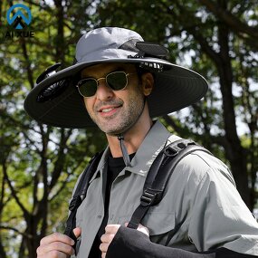 Solar Bucket Hat Supplier - OEM Men's Wide Brim Outdoor Power USB Charging