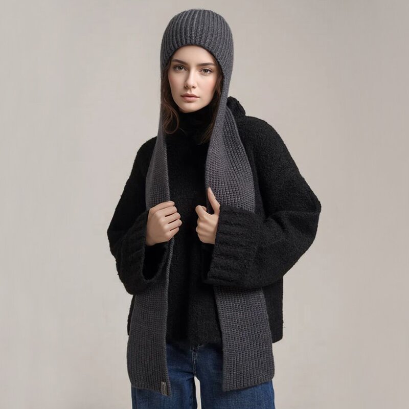 Knitted Hat Scarf Manufacturer - OEM Manufacturer's New Unisex Wool Hooded