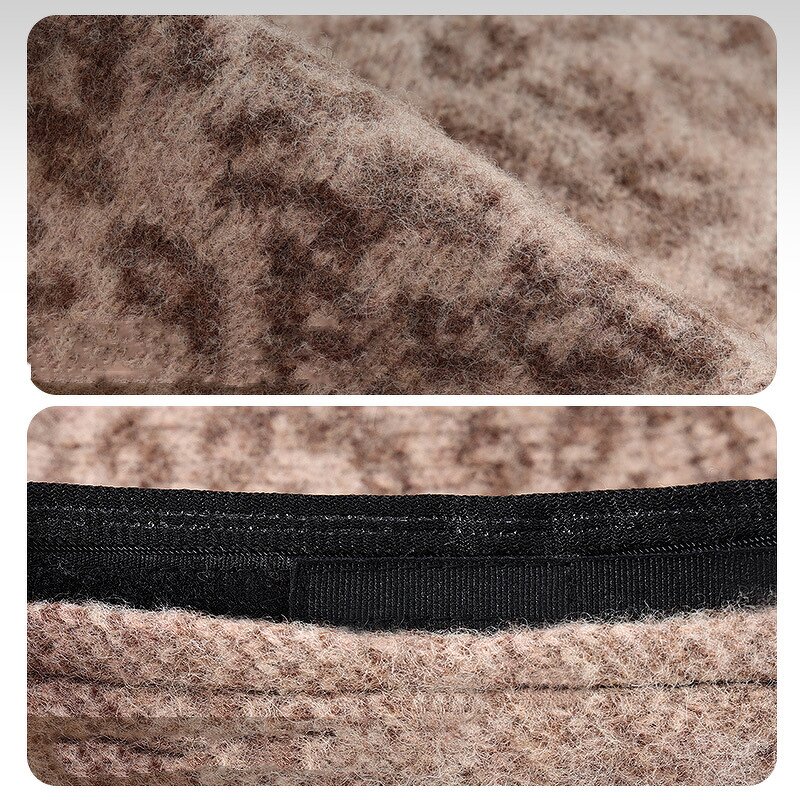 Winter Bucket Hat Manufacturer - OEM Female Leopard Print Wool Felt Bow
