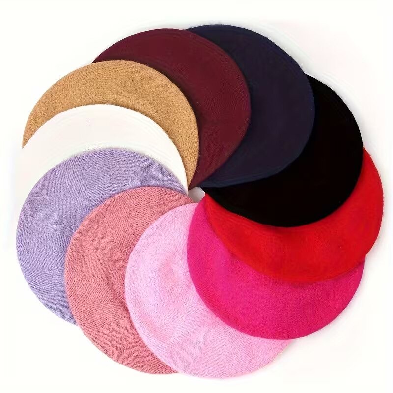 Wool Beret Supplier - OEM Girls Women Vintage Plain Solid Color Elegant