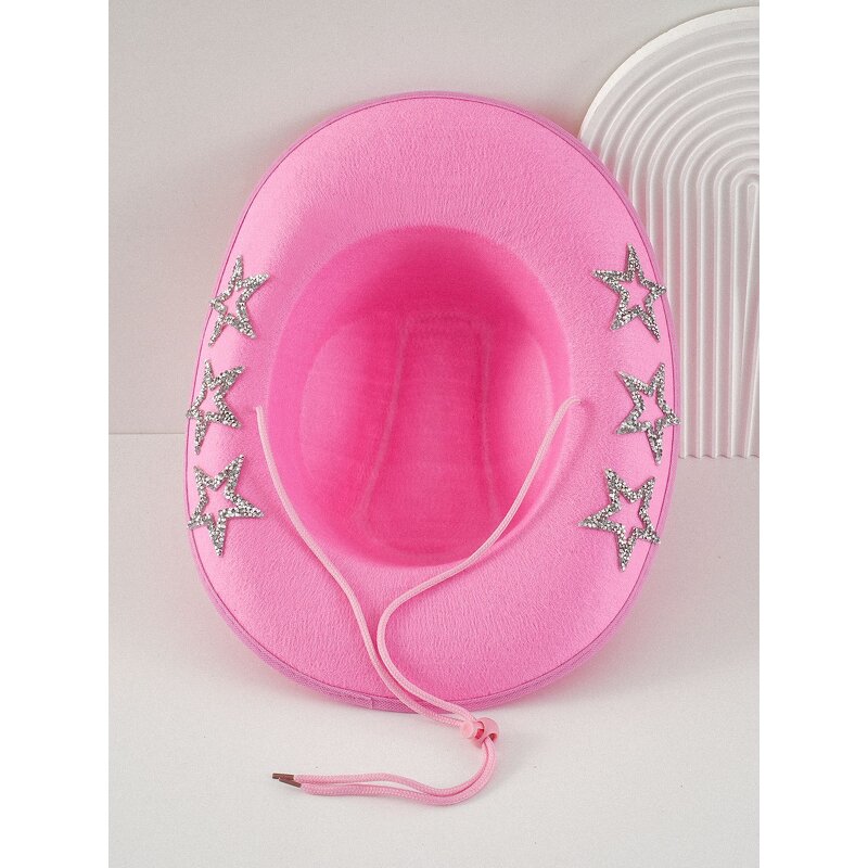 Sequin Cowboy Hat Supplier - OEM Y2K Polyester Studded Rhinestone Black