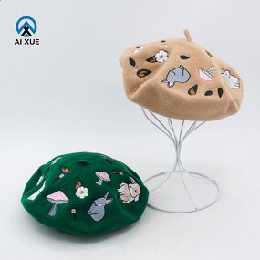 Wool Beret Factory - OEM Thickened Custom Embroidered Party Outdoor