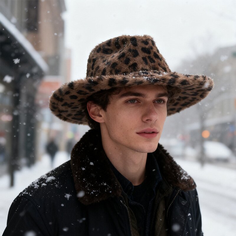 Wool Felt Hat Manufacturer - OEM Winter High Quality Leopard Print Double