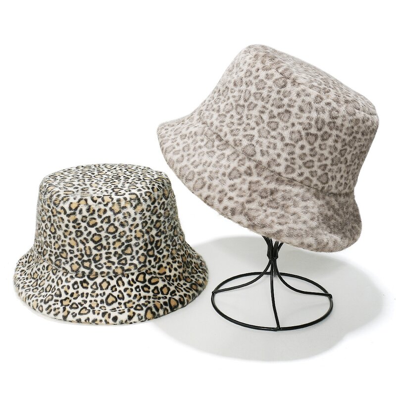 Winter Bucket Hat Supplier - OEM Women's Fashion Leopard Faux Fur Panama