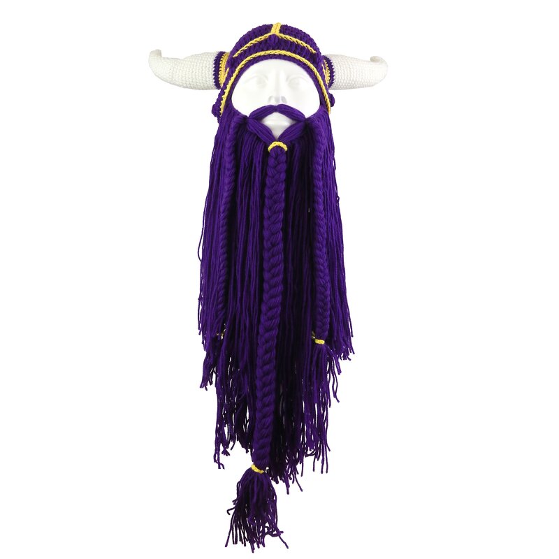 Viking Horn Hat Supplier - OEM Knitted Beard Long Braided Funny Cosplay