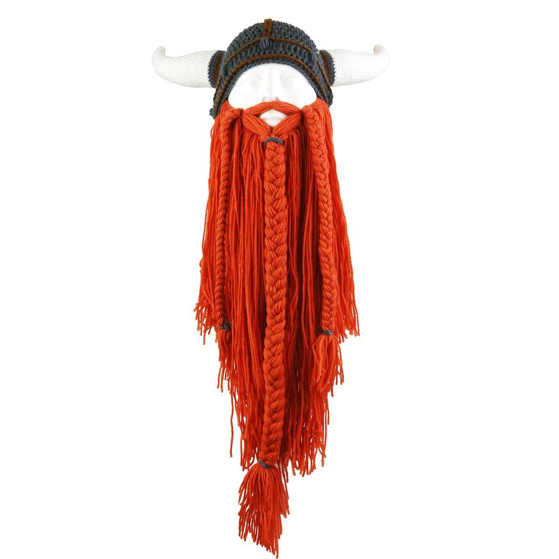 Viking Horn Hat Supplier - OEM Knitted Beard Long Braided Funny Cosplay