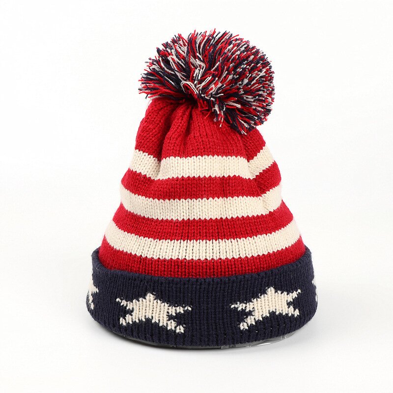 Knitted Hat Supplier - OEM European Rice Flag Star Striped Acrylic