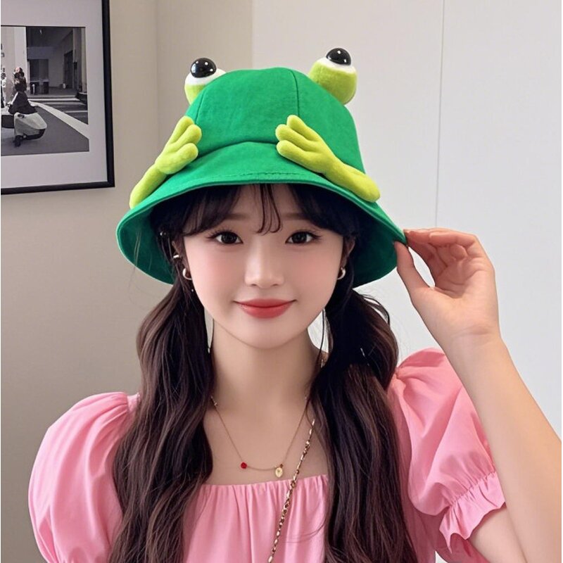 Panama Hat Manufacturer - OEM 2026 Summer Cotton Big Eyes Frog Bucket