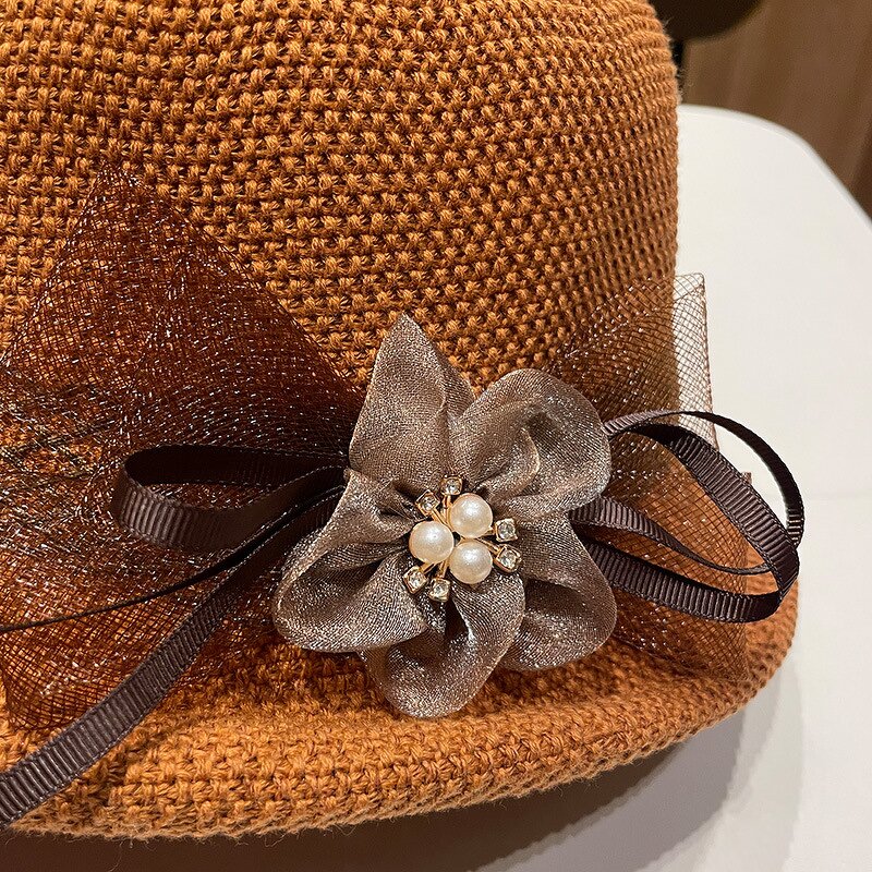 Summer Hat Supplier - OEM Unisex Rolled Bowler Striped Design Sun Protection