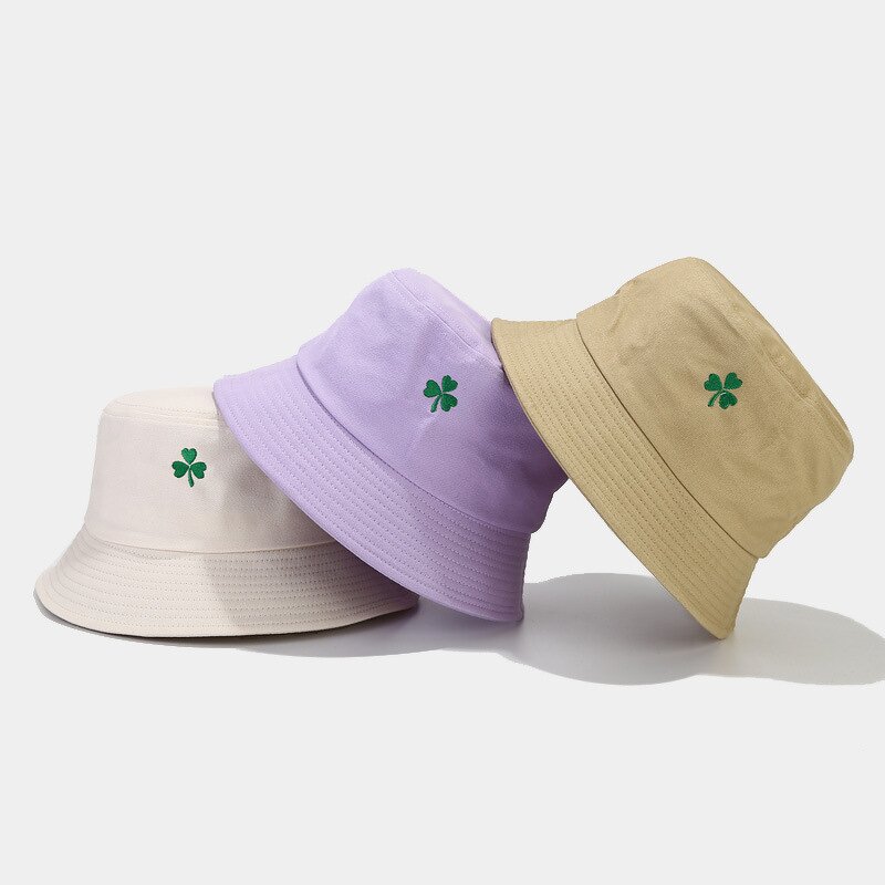 Bucket Hat Manufacturer - OEM 2026 New Korean Clover Leaf Plant Embroidery