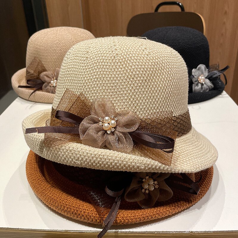 Summer Hat Supplier - OEM Unisex Rolled Bowler Striped Design Sun Protection