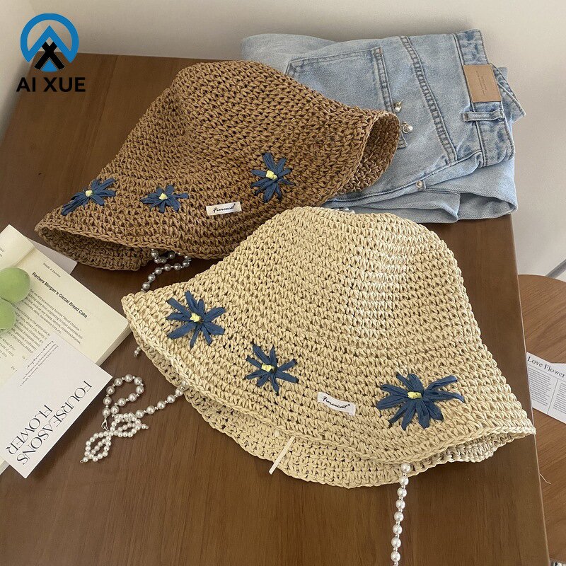 Straw Bucket Hat Supplier - OEM 2026 New Women's Bohemian Embroidery Flower