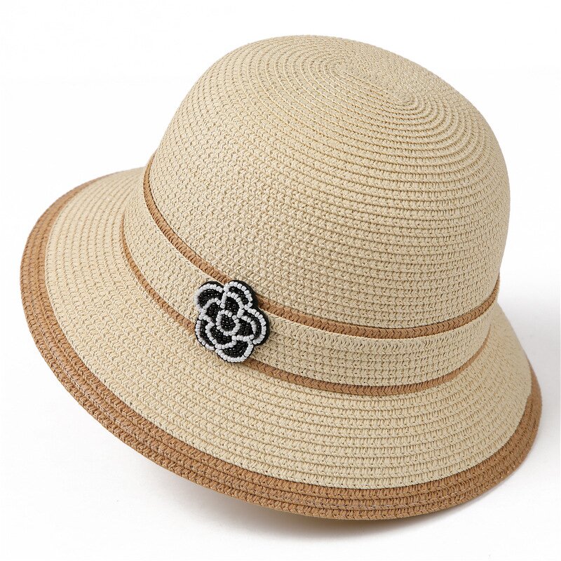 Panama Hat Manufacturer - OEM Women's 2025 Elegant Japanese Striped Camellia