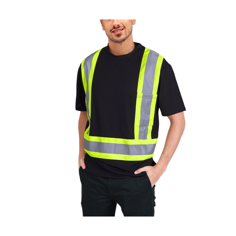 Hi Vis T-shirt Manufacturer - OEM Two Tone Wide Reflective Tapes Cotton