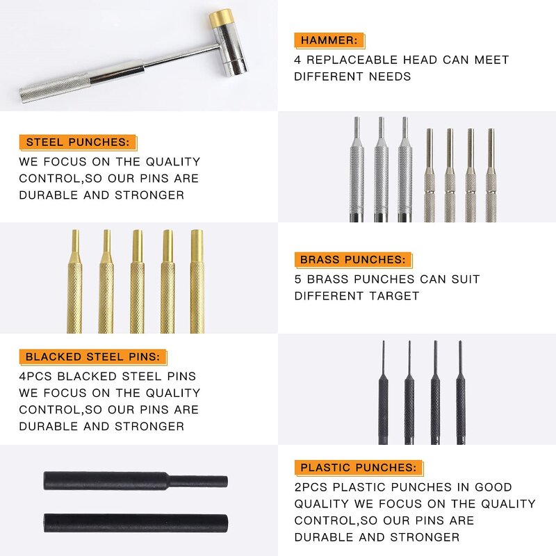 Hammer Punch Set Factory - OEM Upgraded Non-deformed Brass Storage Case