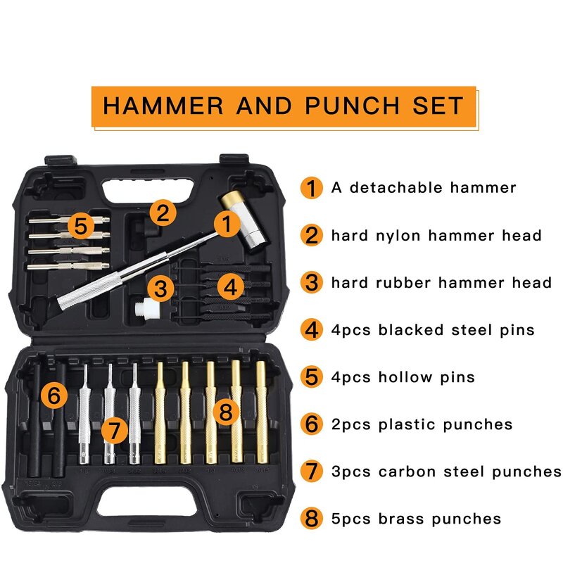 Hammer Punch Set Factory - OEM Upgraded Non-deformed Brass Storage Case