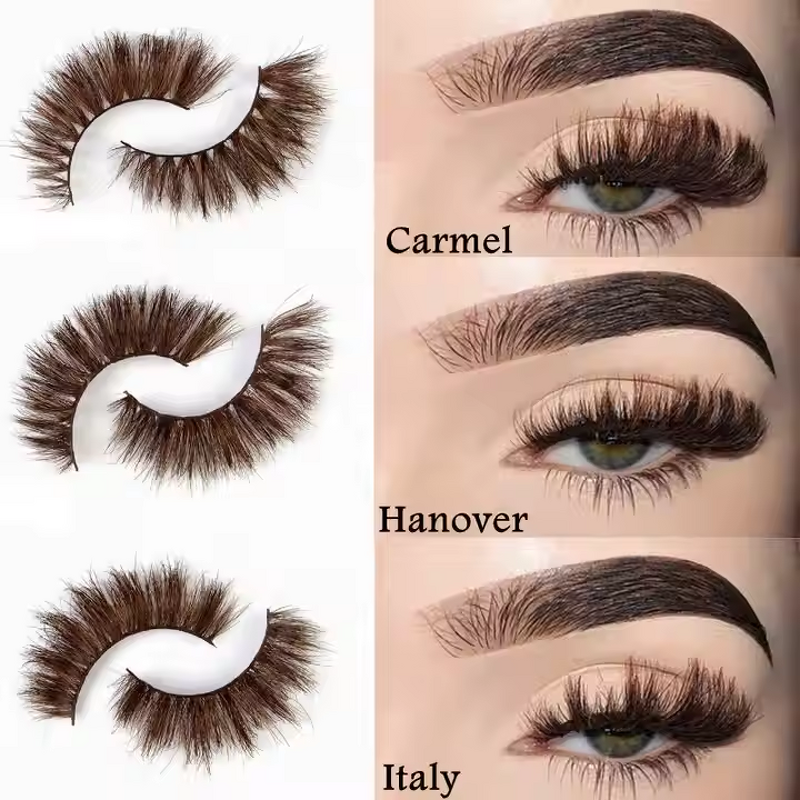 Mink Eyelash Manufacturer - OEM 3D Colored Dark Brown Strips