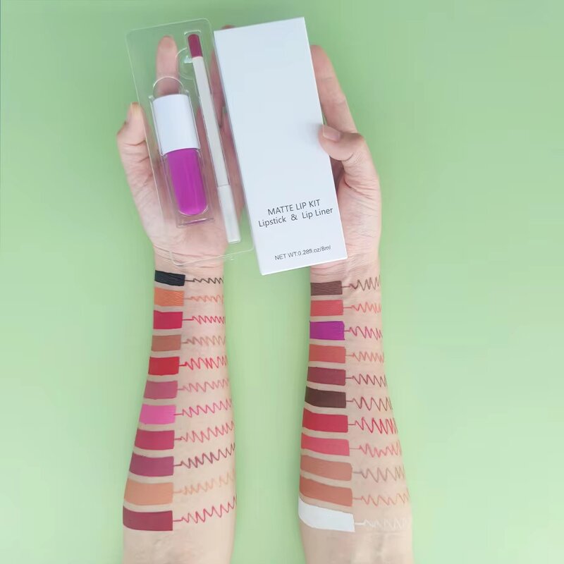 Lip Set Package Factory - OEM Matte Brown Red Nude 2 in 1 Kit