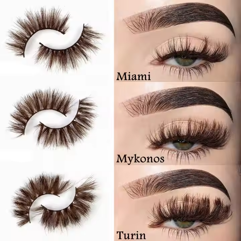Mink Eyelash Manufacturer - OEM 3D Colored Dark Brown Strips