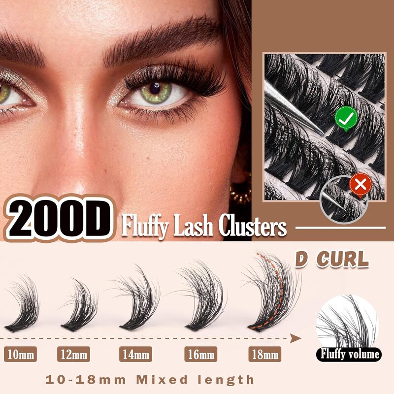 Cluster Lashes Supplier - OEM Factory Wholesale 200D Mink Fur