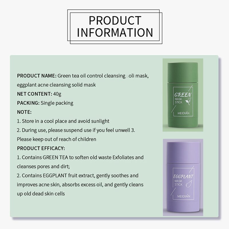 Solid Facial Mask Factory - OEM MEIDIAN Skin Care Green Tea