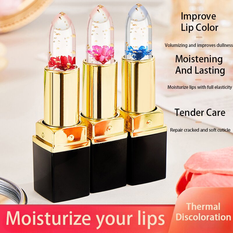 Jelly Flower Lipstick Supplier - OEM Golden Luxury Transparent Jelly