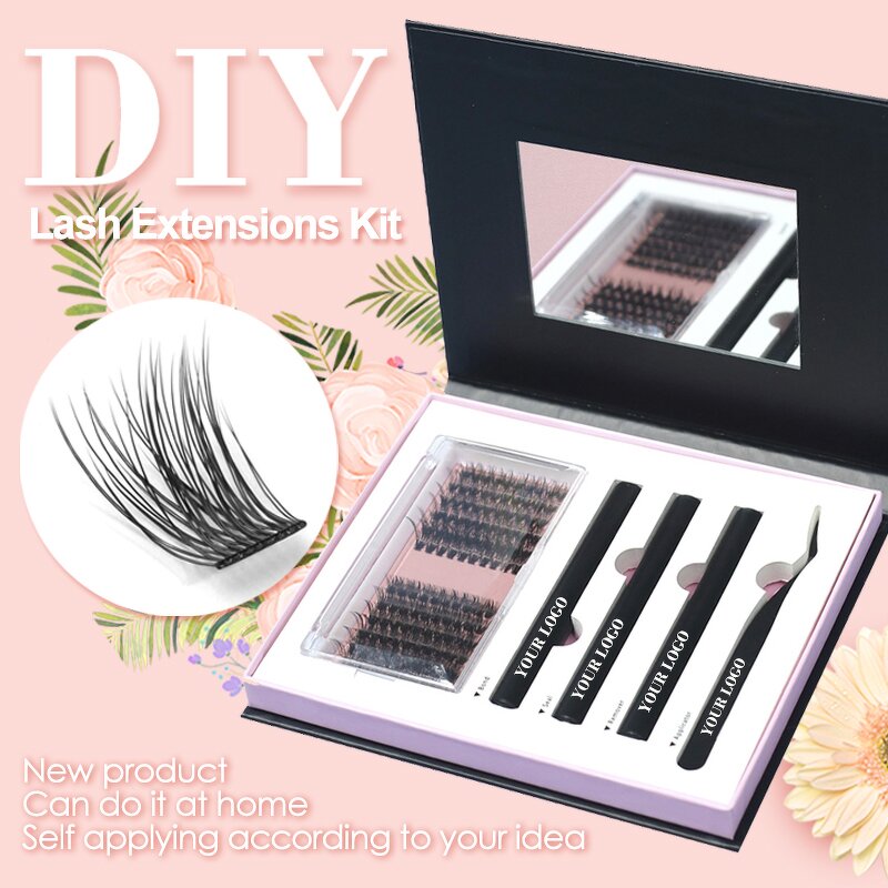 Cluster Lashes Manufacturer - OEM DIY Natural 10-16mm D Curl Kit