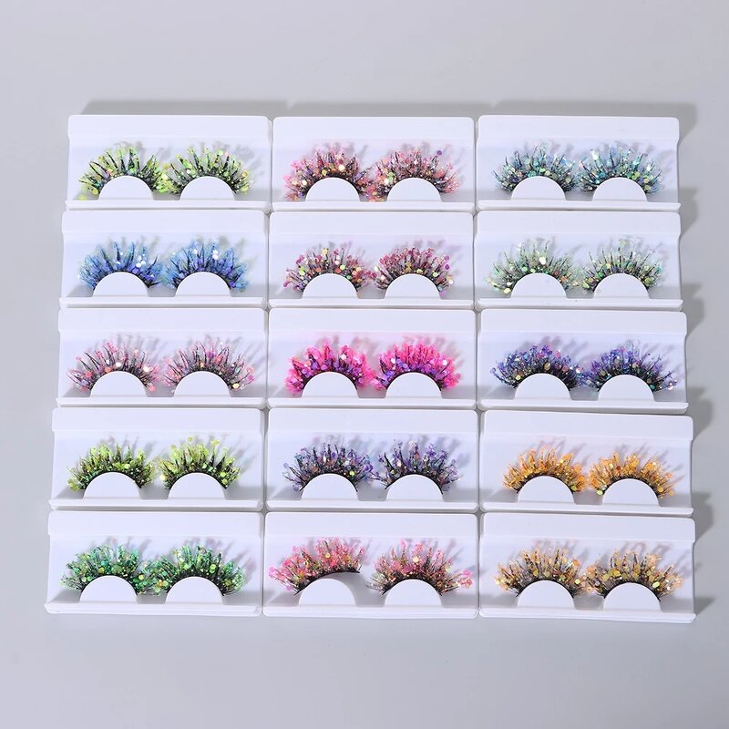 Glitter Lashes Supplier - OEM Fluffy Colored Decorative for Cosplay