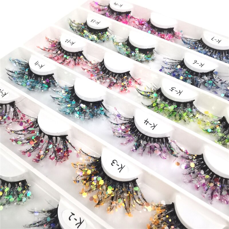 Glitter Lashes Supplier - OEM Fluffy Colored Decorative for Cosplay