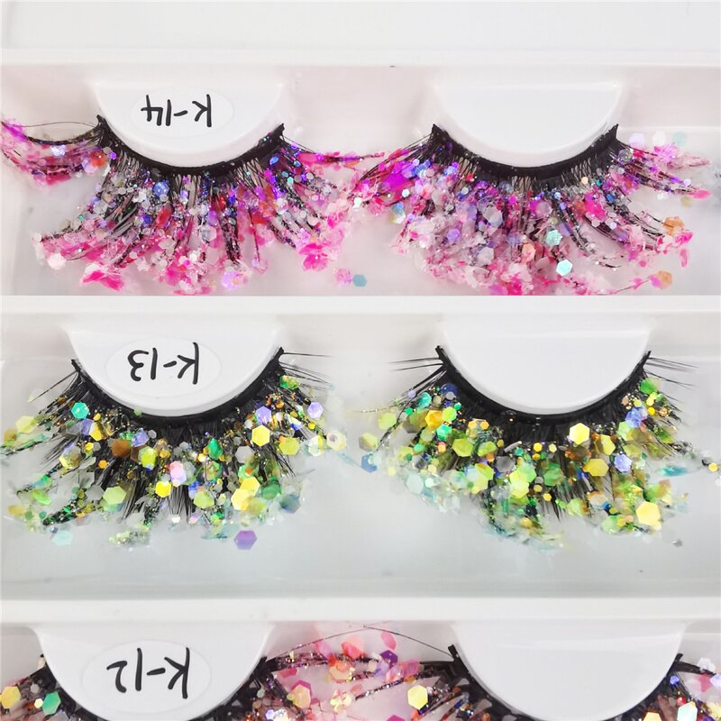 Colorful Lashes Manufacturer - OEM Glitter Long Dramatic for Halloween